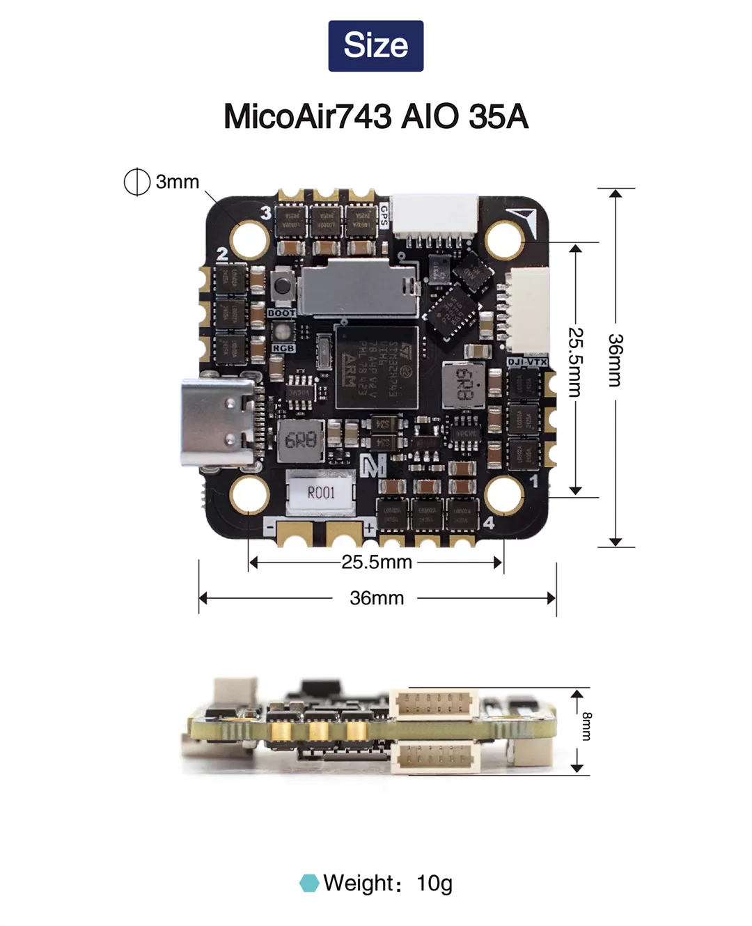 MicoAir743 AIO 35A Size Robotonbd